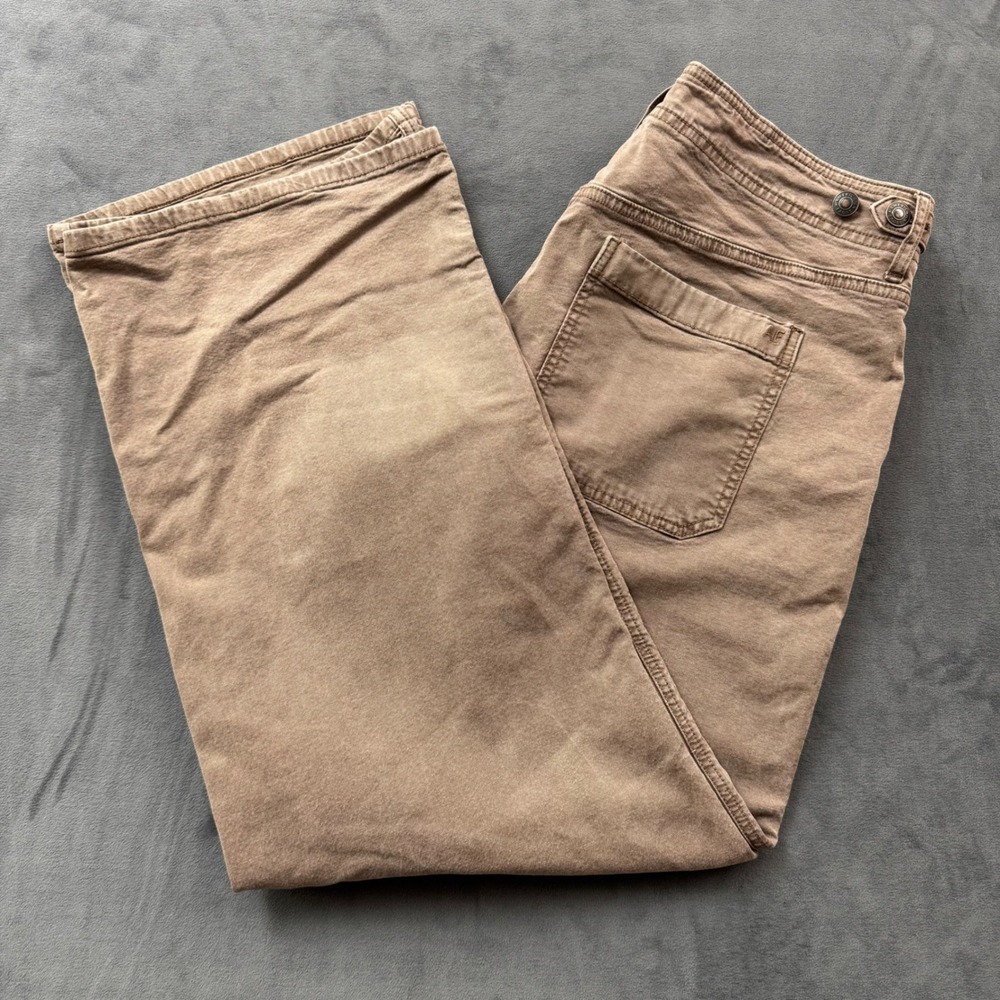 American Eagle Wide Leg Carpenter Pants Brown Stretch High Rise Utility Size 14
